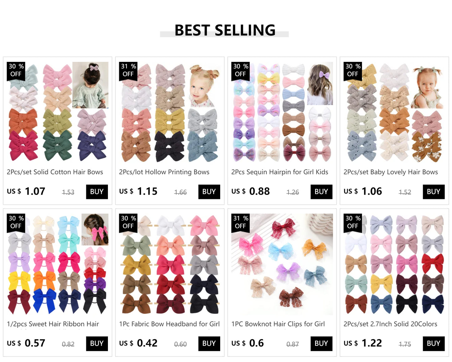 1 pcs Colors Solid Grosgrain Ribbon Bows Clips Hairpin Girl's hair bows Boutique Hair Clip Headware Kids Hair Accessories 564